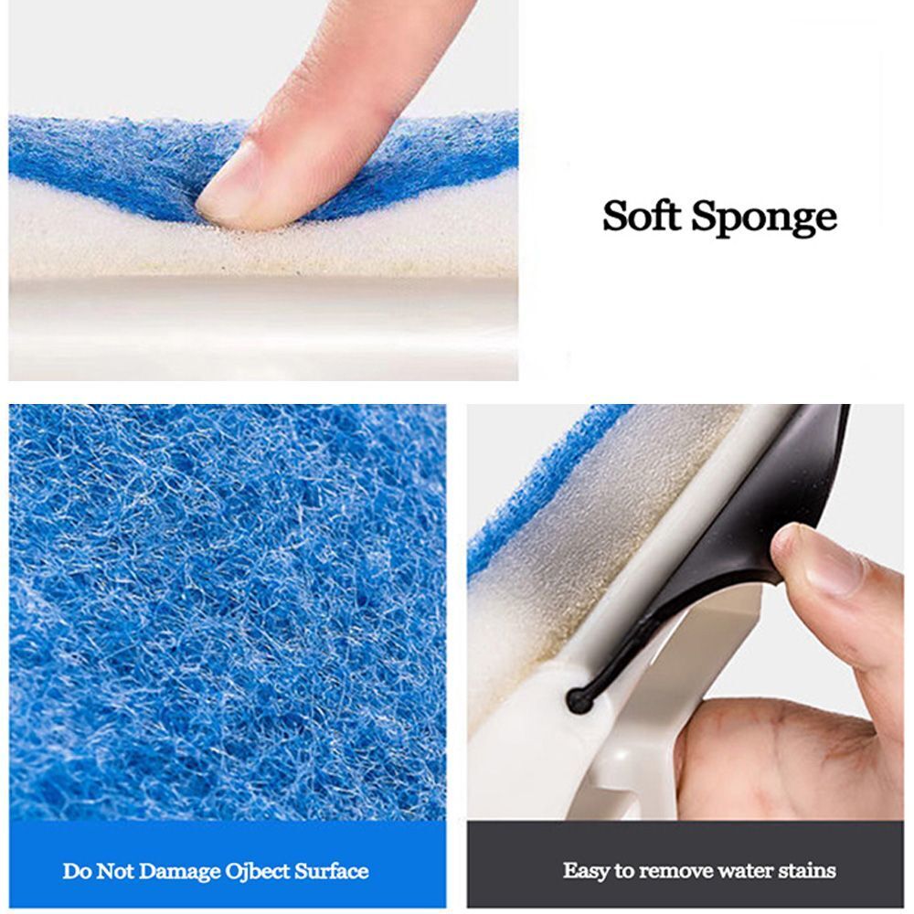 Pack of 2 - Sponge with Wiper for Window Glass, Wall and Tiles Cleaning | Multi-function Cleaner Brush