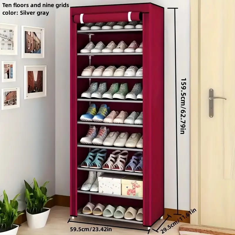 Shoe Rack Organizer Detachable Shoe Rack Multi Layer Non Woven Shoe Cabinet - 3 Layer
