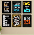Set Of 6 Motivational Quotes Wooden Frames For Wall Decoration Sticky Photo Tiles With Double Tape Durable Quality Elegant Design