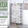 Multi Layer Dustproof Shoe Rack Organizer With Cover Foldable Plastic Shoe Storage Cabinet Durable Quality - 5 Layer