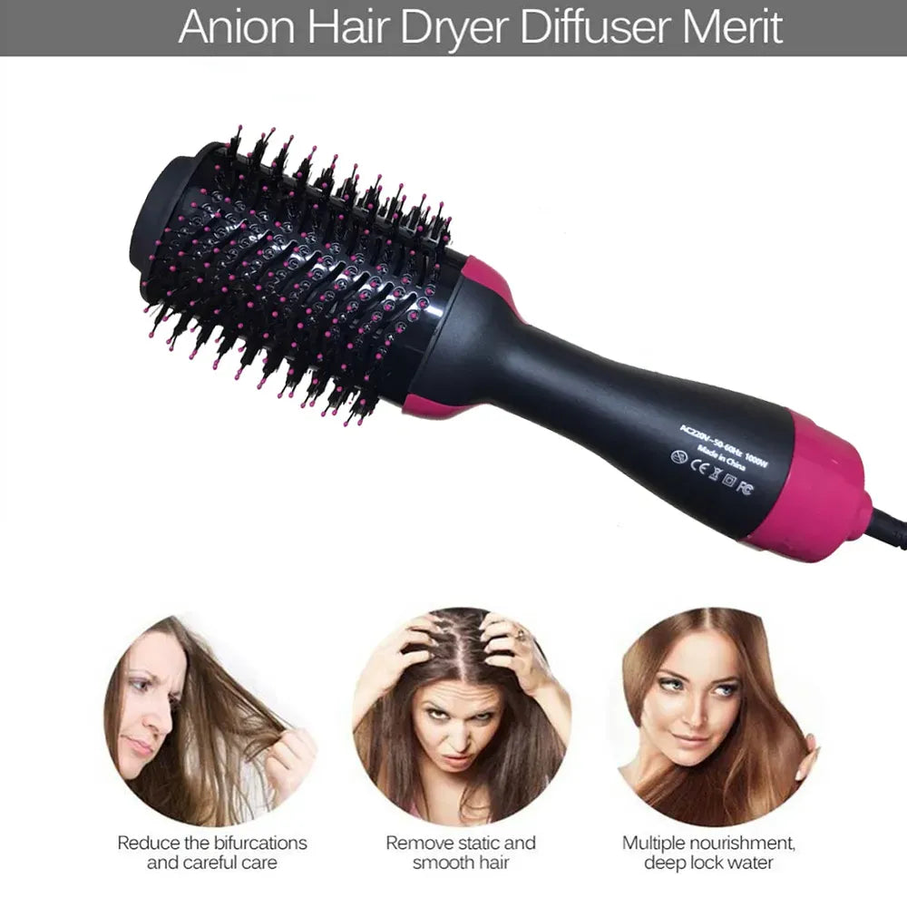 3‑in‑1 Hot Hair Dryer with Comb, Hair Straightener & Curler for Easy Styling
