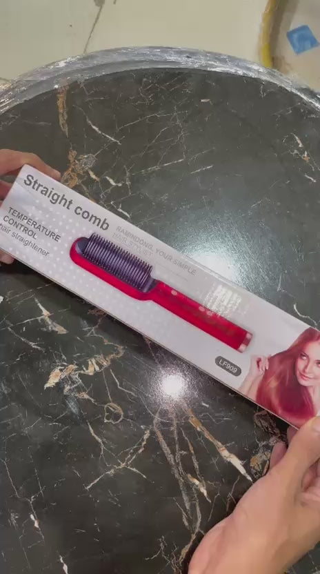 909 Hair Straightener Brush | 6 Heating Modes Electric Hair Straightener Comb (Random Color)